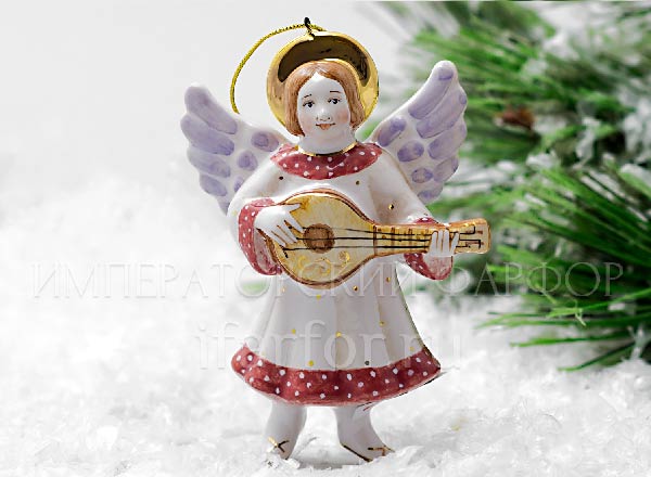 Елочная игрушка Ангел рождественский с лютней