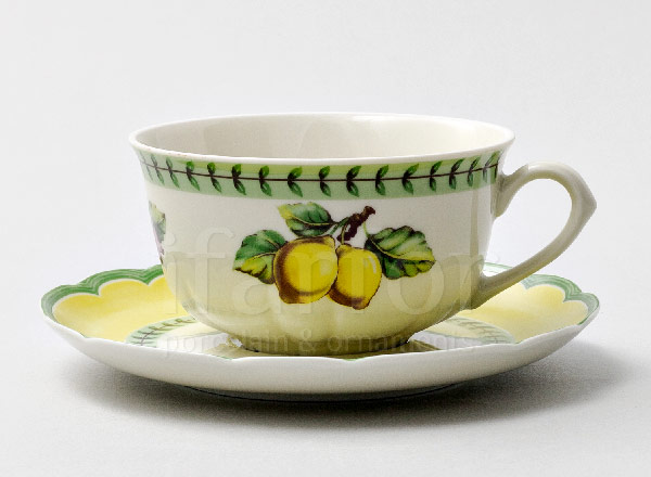 Чашка с блюдцем чайная Летний сад Ivory Роза низкая