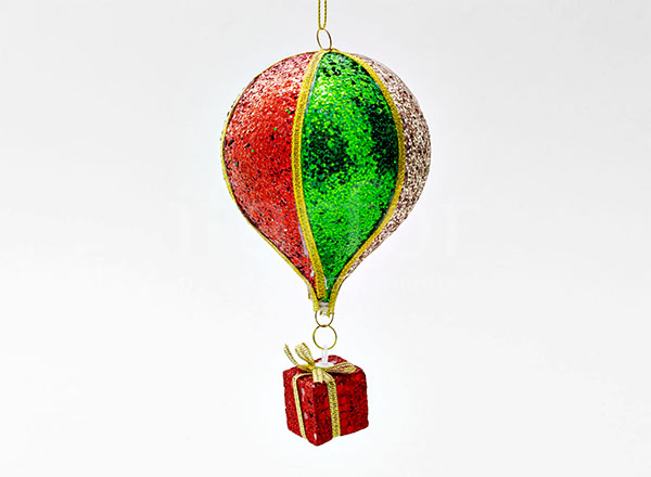 Елочная игрушка Воздушный шар красно-зеленый