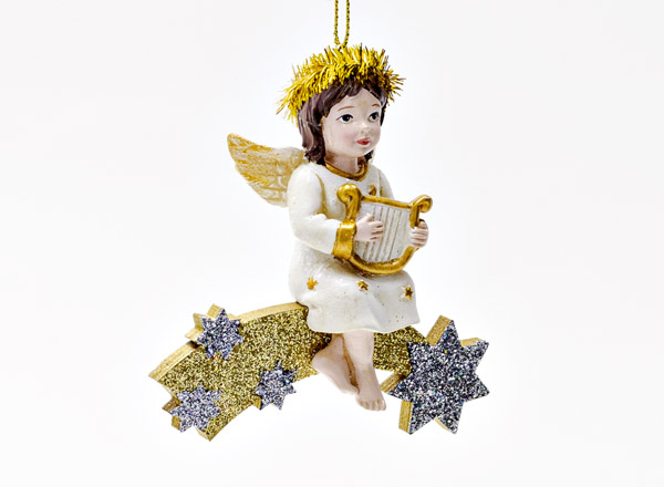 Елочная игрушка Звездный ангелочек с лирой