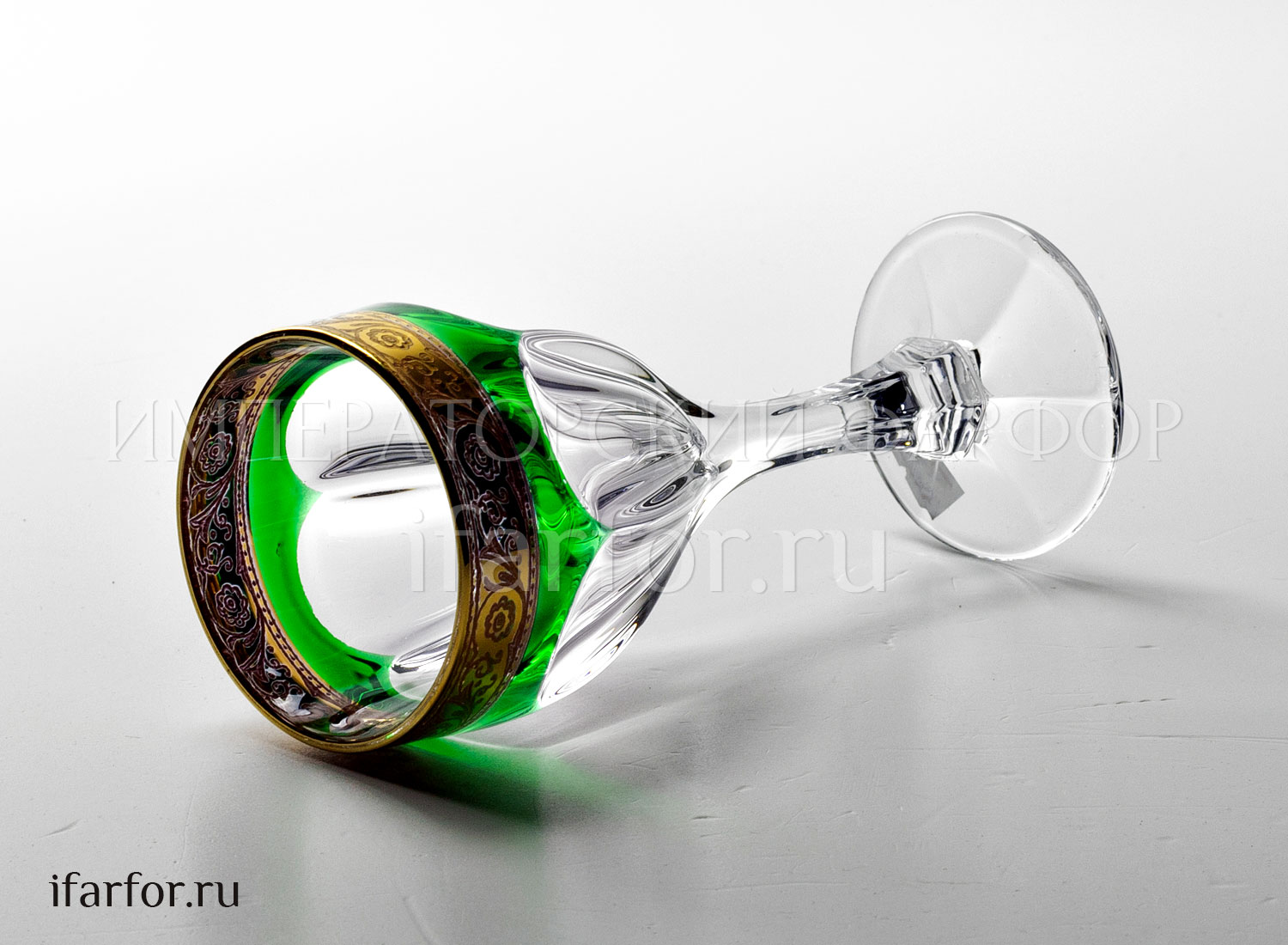 Бокал для вина 190мл Сафари Ассорти с золотой каймой (зеленый)