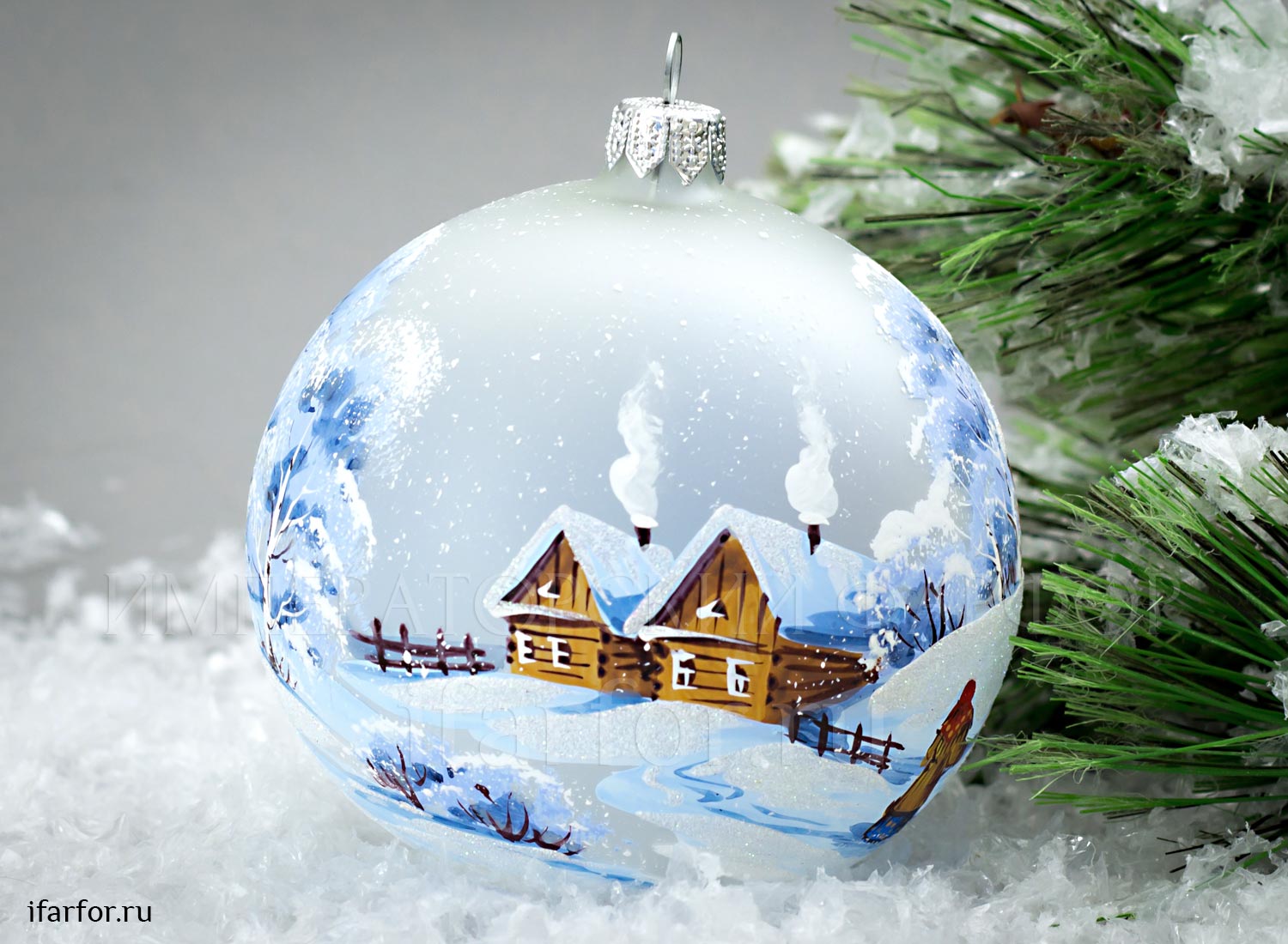 Елочная игрушка Ариэль Шар 90мм Морозное утро Хозяюшка с поросятками