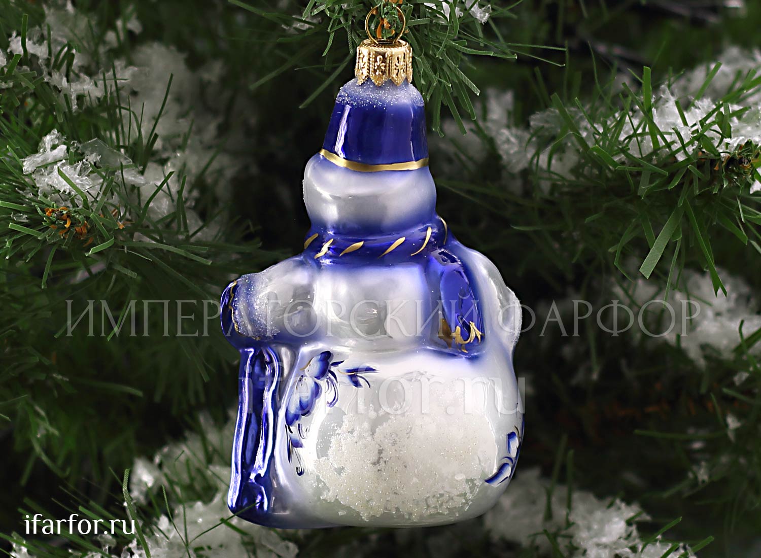 Елочная игрушка Ариэль Снеговик Соло кобальт