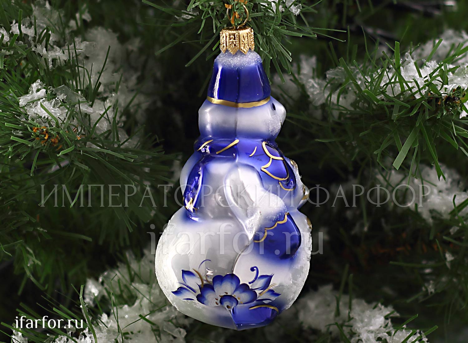 Елочная игрушка Ариэль Снеговик Соло кобальт