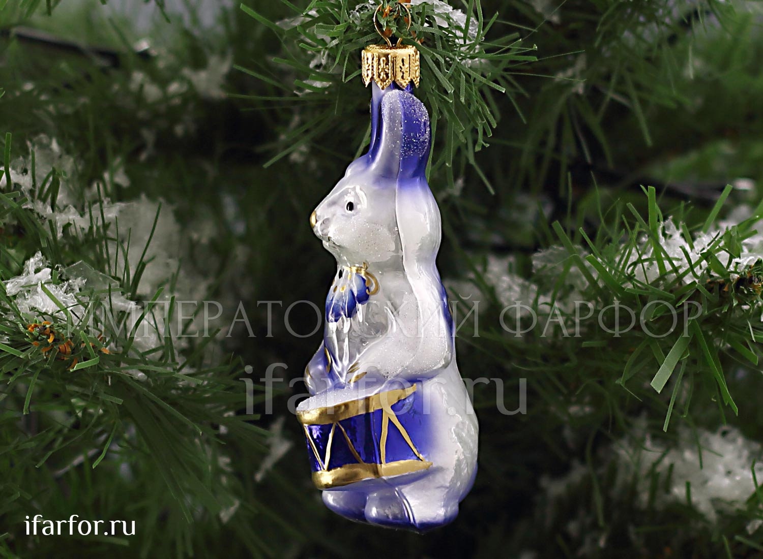 Елочная игрушка Ариэль Зайка Соло кобальт