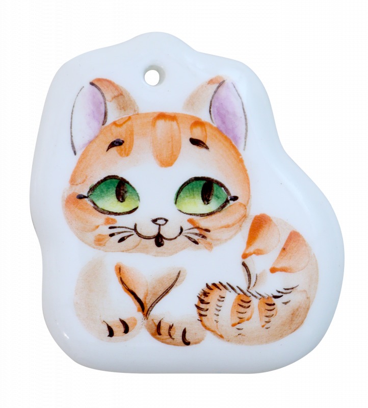 Елочная игрушка «Котик» Керамика. 70 x 4 мм.