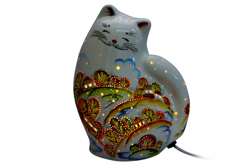 Светильник «Котофей рыжий» Керамика. 170 x 230 мм.