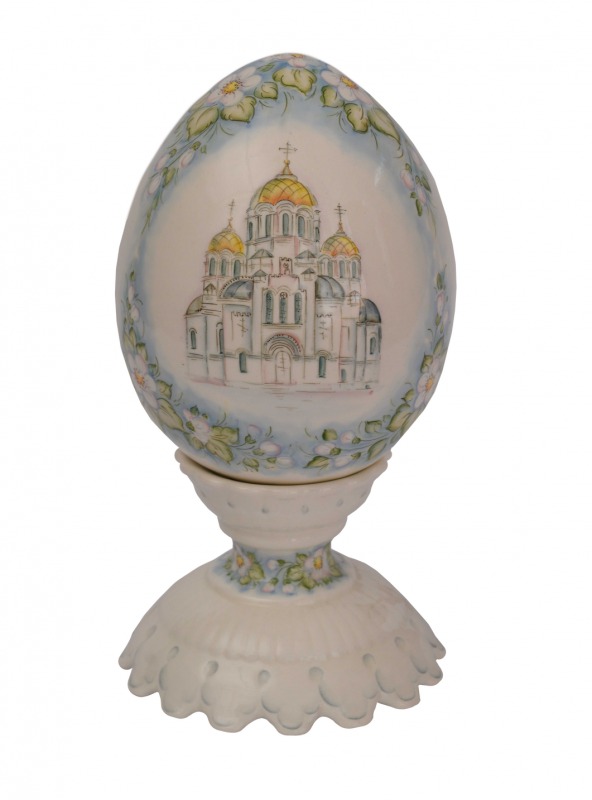 Яйцо пасхальное сувенирное «Христос Воскресе (лето)» Керамика. 145 x 315 мм.