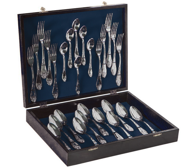 Набор столовых приборов «Без декорирования» 12/36 Форма: Дворцовый. Нержавеющая сталь. 407 x 65 мм.