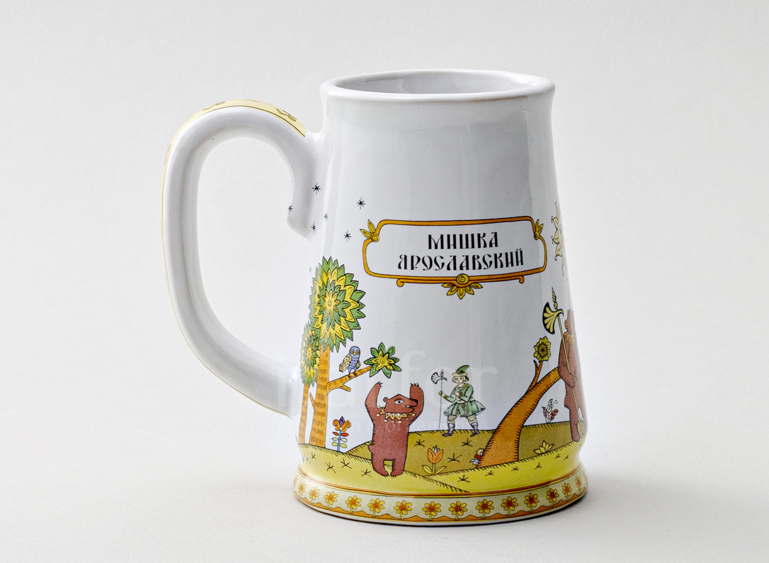 Кружка «Мишка Ярославский» Майолика. 90 x 130 мм.