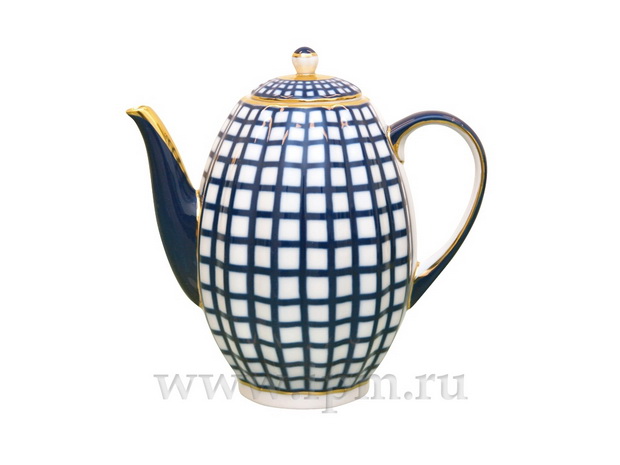 Кофейник «Кобальтовая клетка» Форма: Тюльпан. Твердый фарфор. 1200 мл.