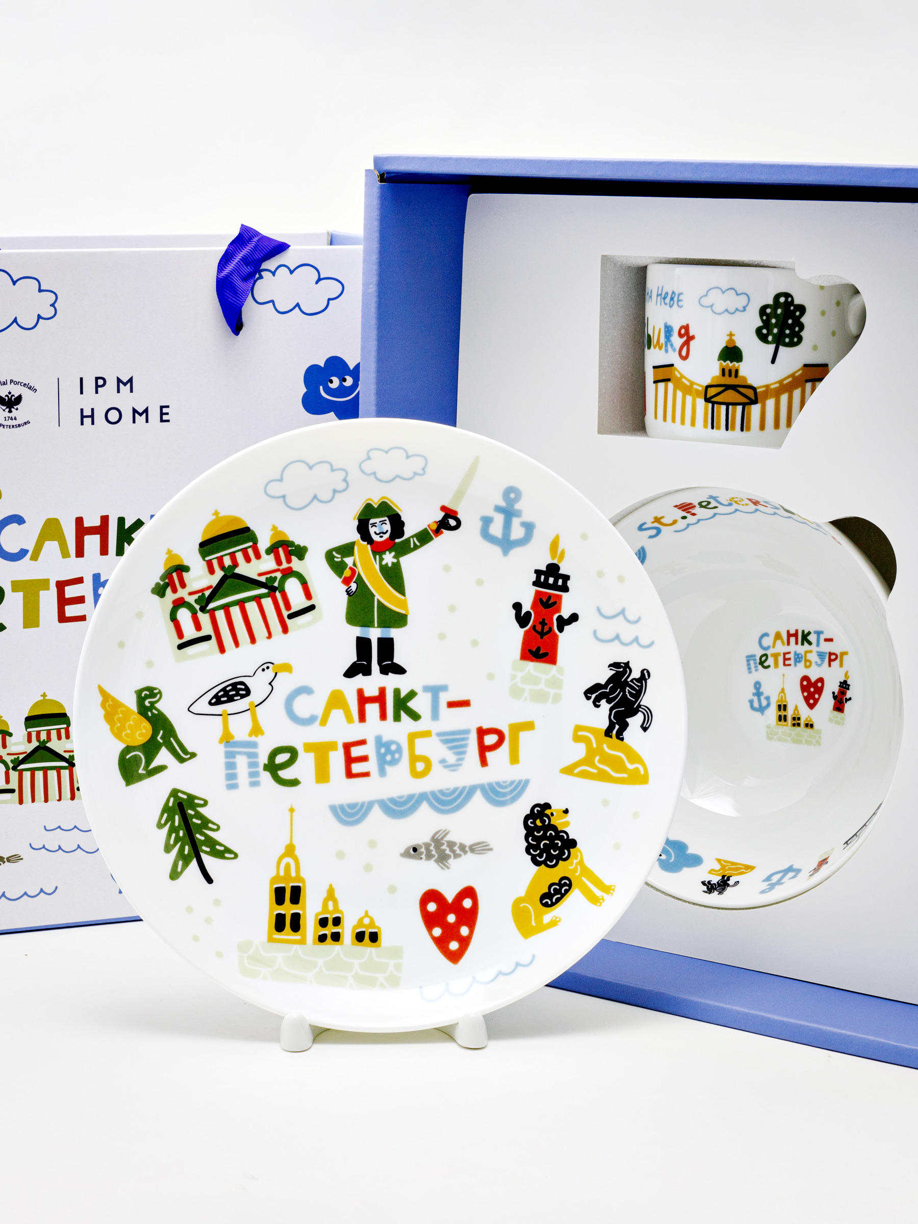 Комплект детский в подарочной коробке «Забавный Петербург» 1/3 Форма: Восточная. Тонкостенный костяной фарфор