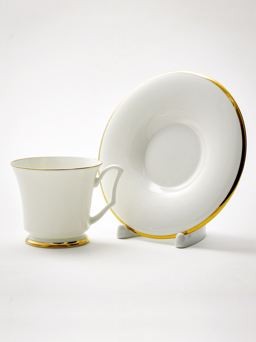 Чашка с блюдцем кофейная «Золотая лента» 1/2