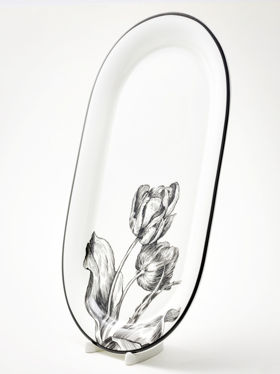 Блюдо овальное «Волшебный сад XIII» Форма: Юлиана. Костяной фарфор. 350 мм.