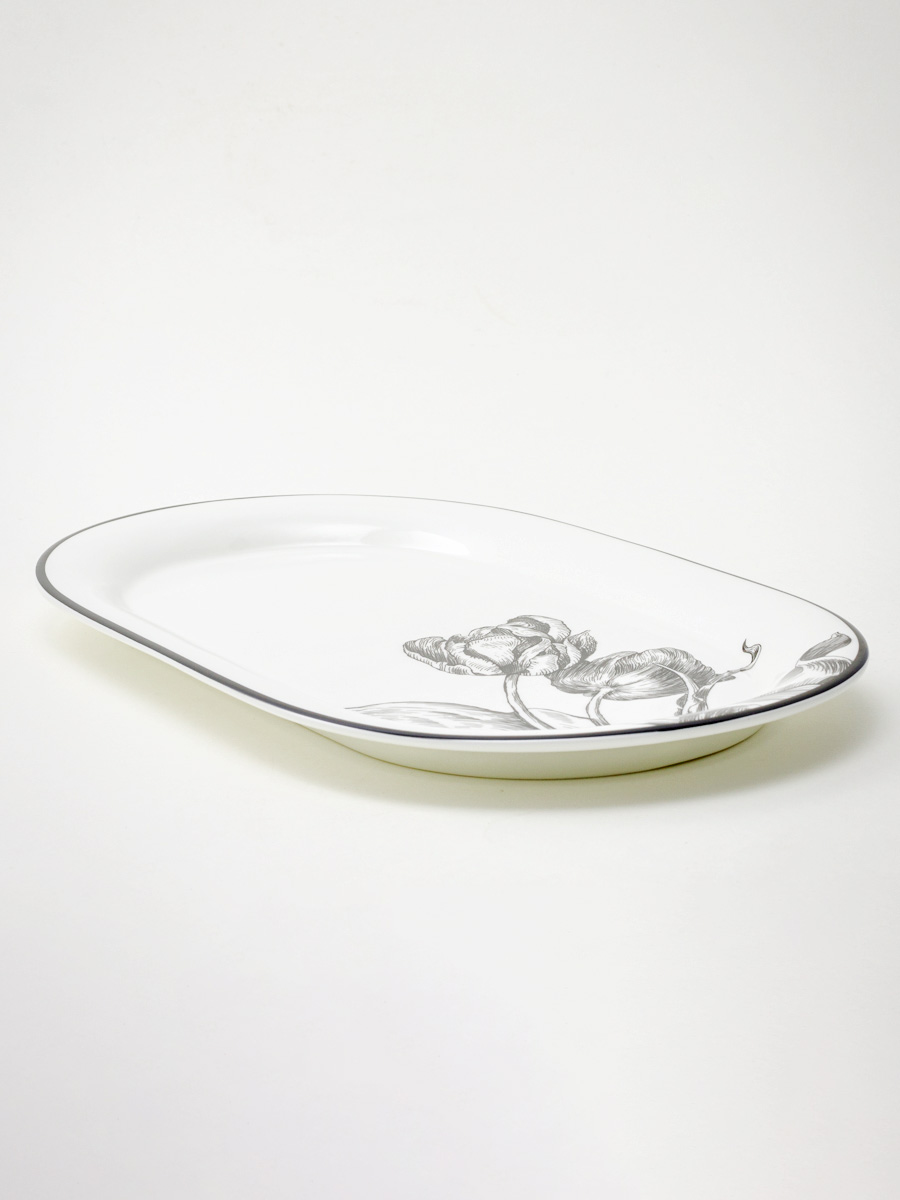 Блюдо овальное «Волшебный сад XIII» Форма: Юлиана. Костяной фарфор. 350 мм.