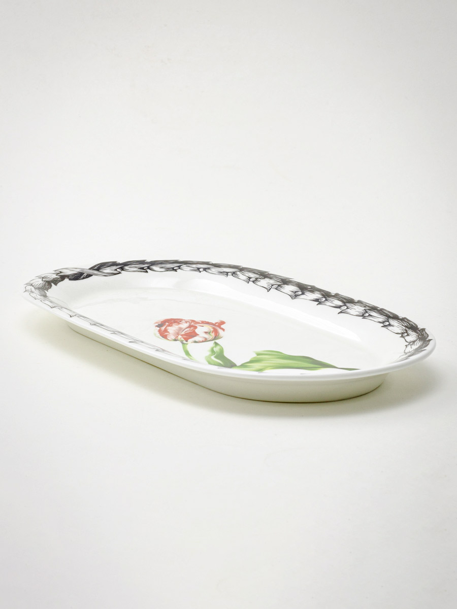 Блюдо овальное «Волшебный сад XIV» Форма: Юлиана. Костяной фарфор. 295 мм.