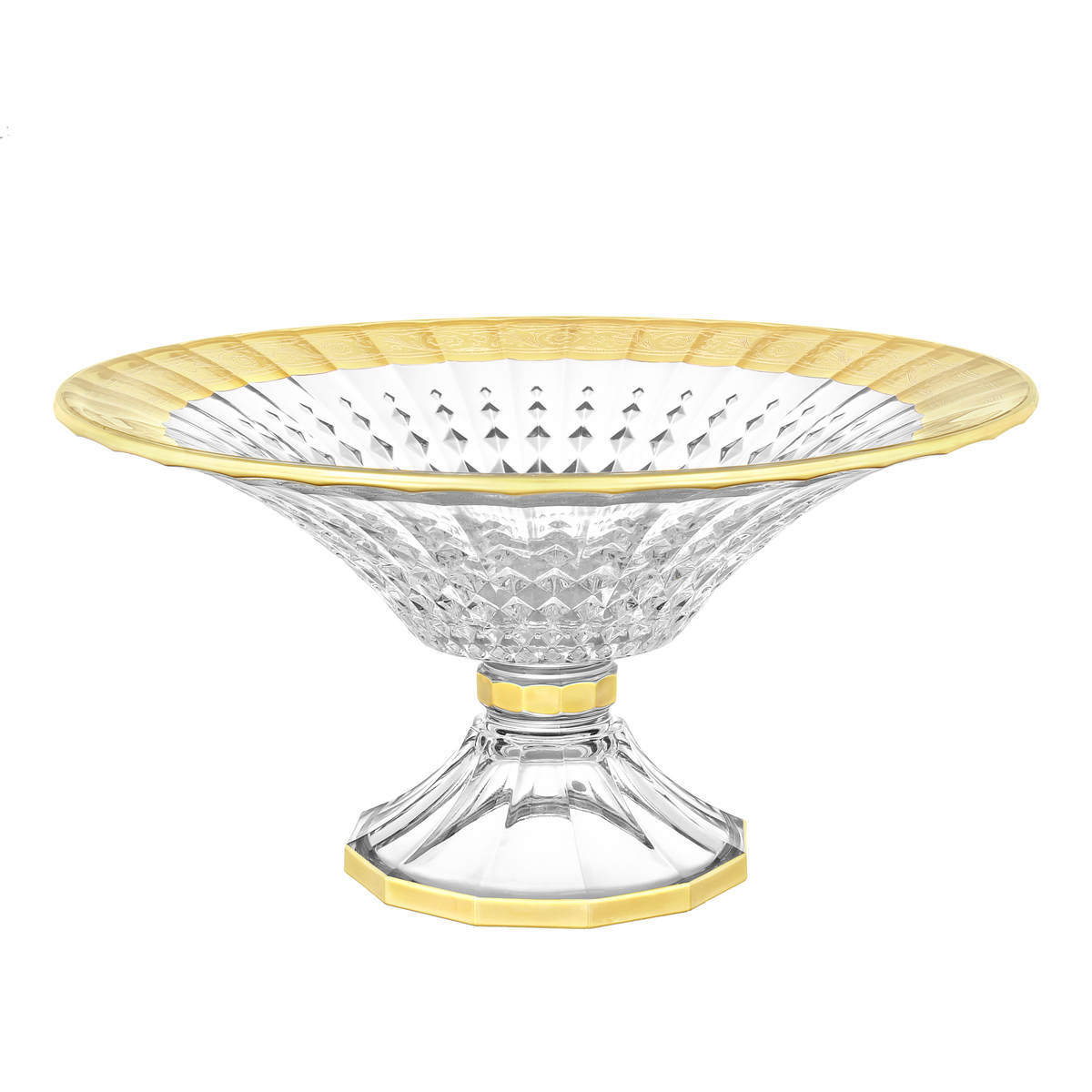 Ваза для фруктов «Прозрачный с золотом» Форма: Lady Diamond. Хрусталь. 360 x 20 мм.
