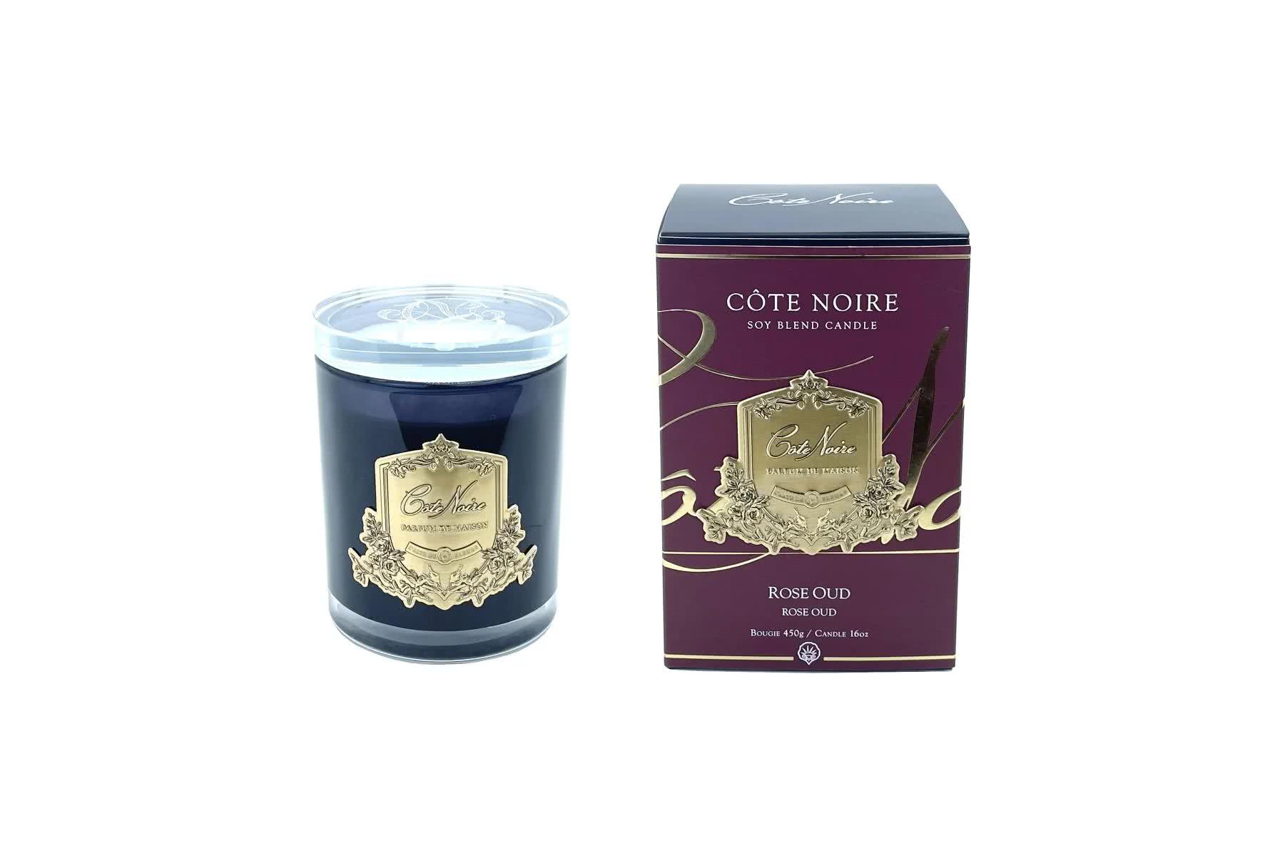 Свеча ароматическая «Черный, красный, золотой» Форма: Rose Oud. Хрусталь. 80 x 125 мм.