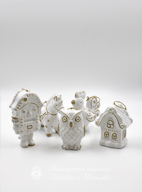 Елочная игрушка «Филин новогодний» Майолика
