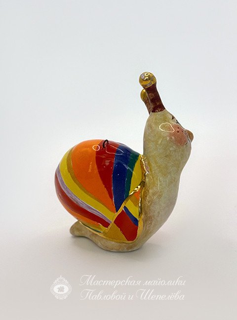 Елочная игрушка «Улитка» Майолика. 60 x 75 мм.