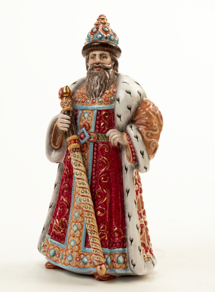 Скульптура «Сказка о золотом петушке. Царь Дадон» Майолика. 125 x 236 мм.