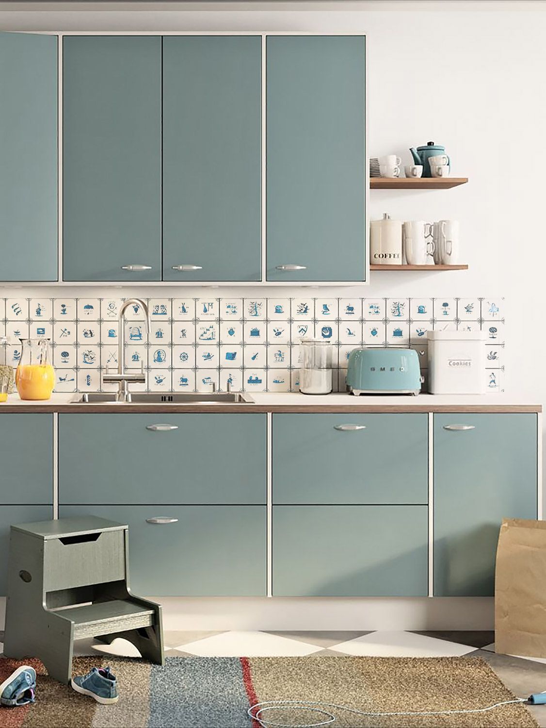Набор плиток для изразцов «Голландский. Цветочный вальс» Керамика. 97 x 97 мм.