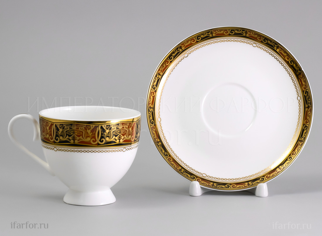 Чашка с блюдцем чайная Дерби 1/2 Royal Aurel