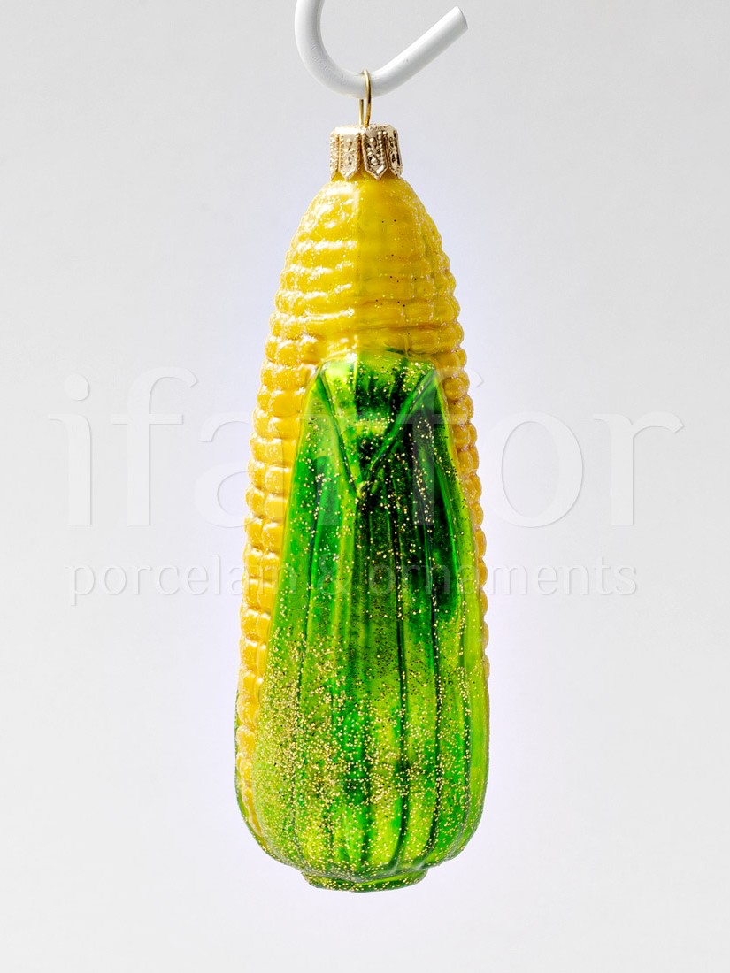 Елочная игрушка «Кукуруза» Стекло. 40 x 125 мм.