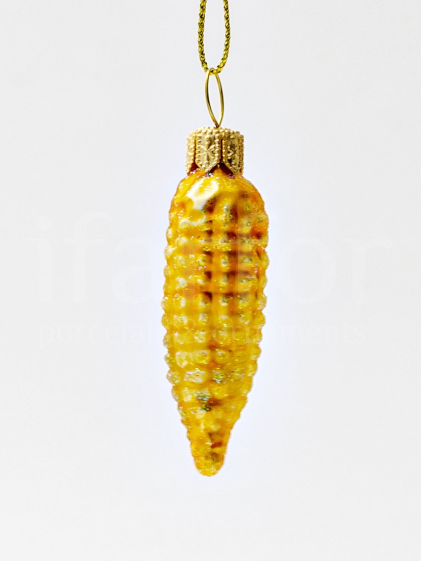 Елочная игрушка «Кукуруза в банке» Стекло. 70 x 100 мм.