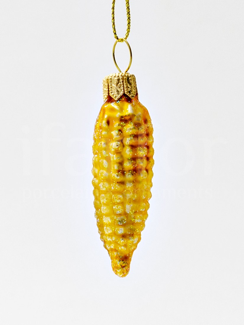 Елочная игрушка «Кукуруза в банке» Стекло. 70 x 100 мм.