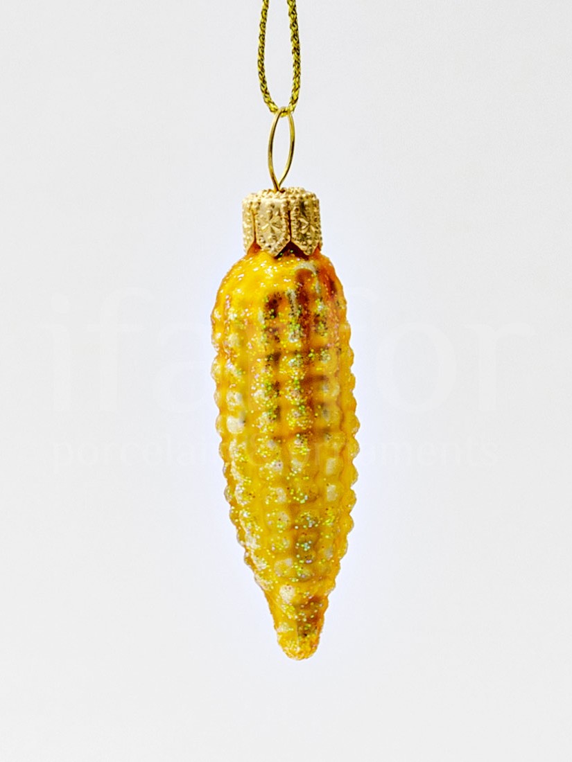 Елочная игрушка «Кукуруза в банке» Стекло. 70 x 100 мм.