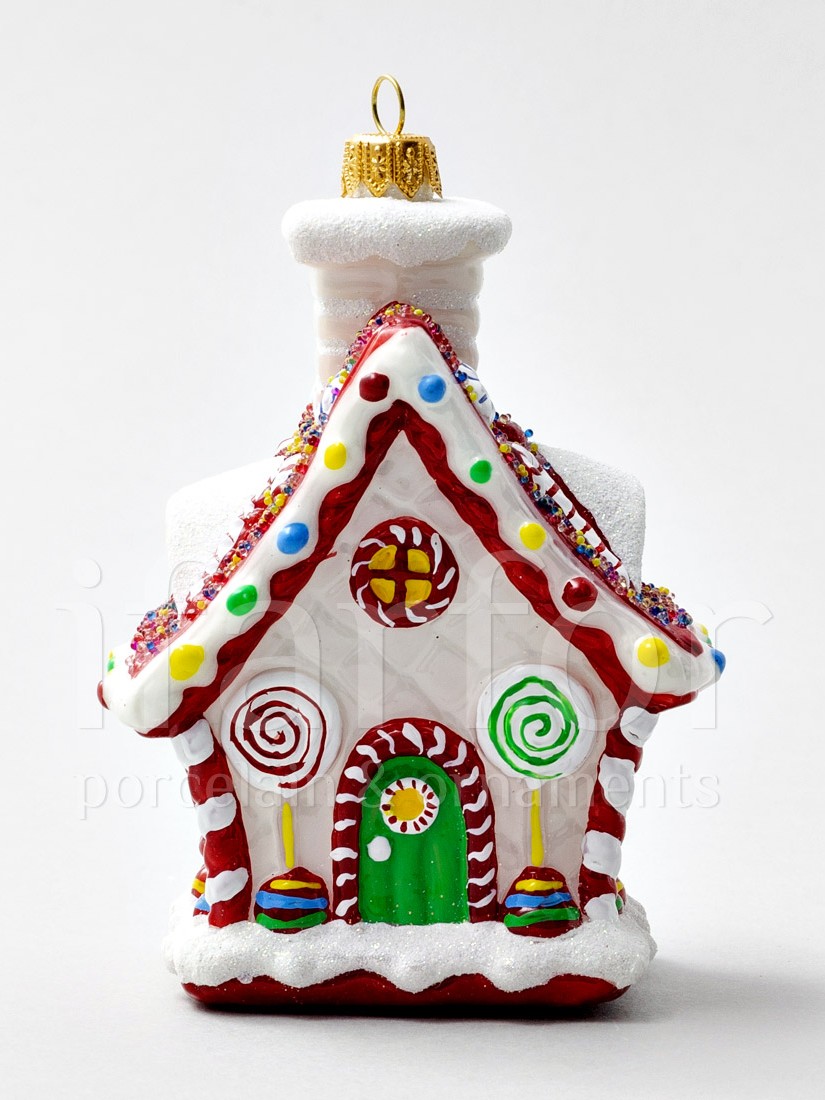 Елочная игрушка «Пряничный домик» Стекло. 85 x 125 мм.