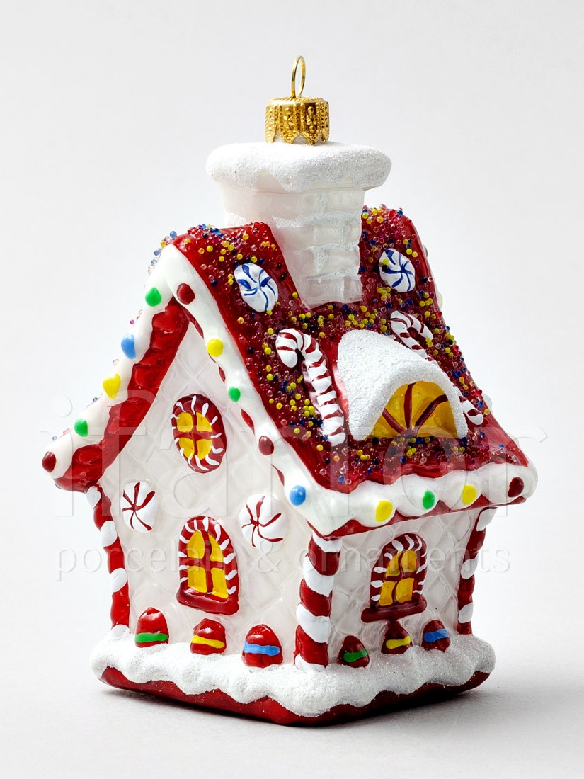 Елочная игрушка «Пряничный домик» Стекло. 85 x 125 мм.
