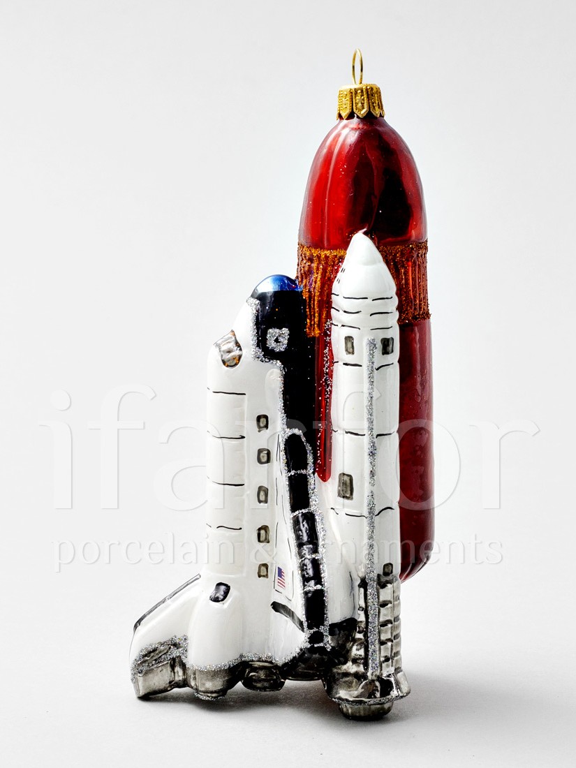Елочная игрушка «Космический корабль Шаттл» Стекло. 85 x 155 мм.
