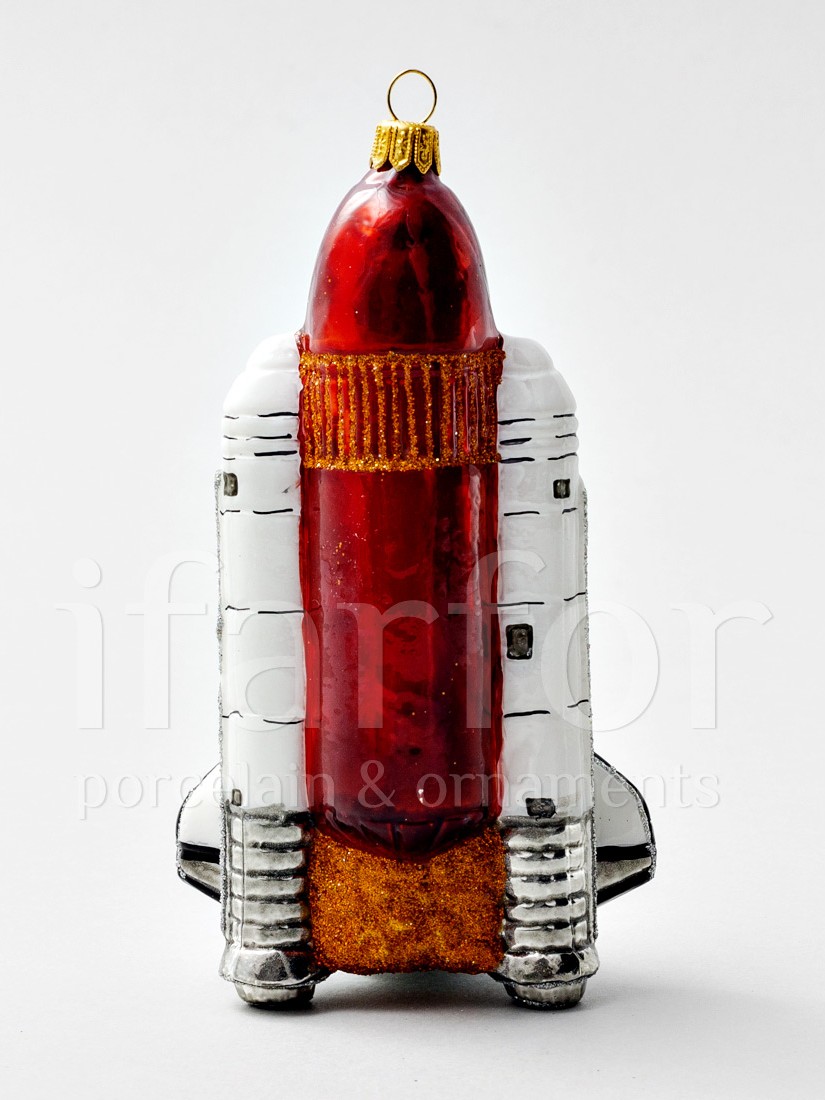 Елочная игрушка «Космический корабль Шаттл» Стекло. 85 x 155 мм.