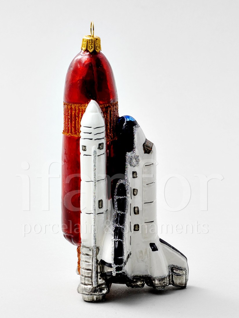 Елочная игрушка «Космический корабль Шаттл» Стекло. 85 x 155 мм.