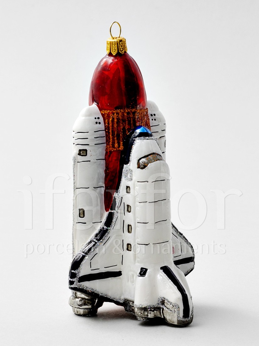 Елочная игрушка «Космический корабль Шаттл» Стекло. 85 x 155 мм.