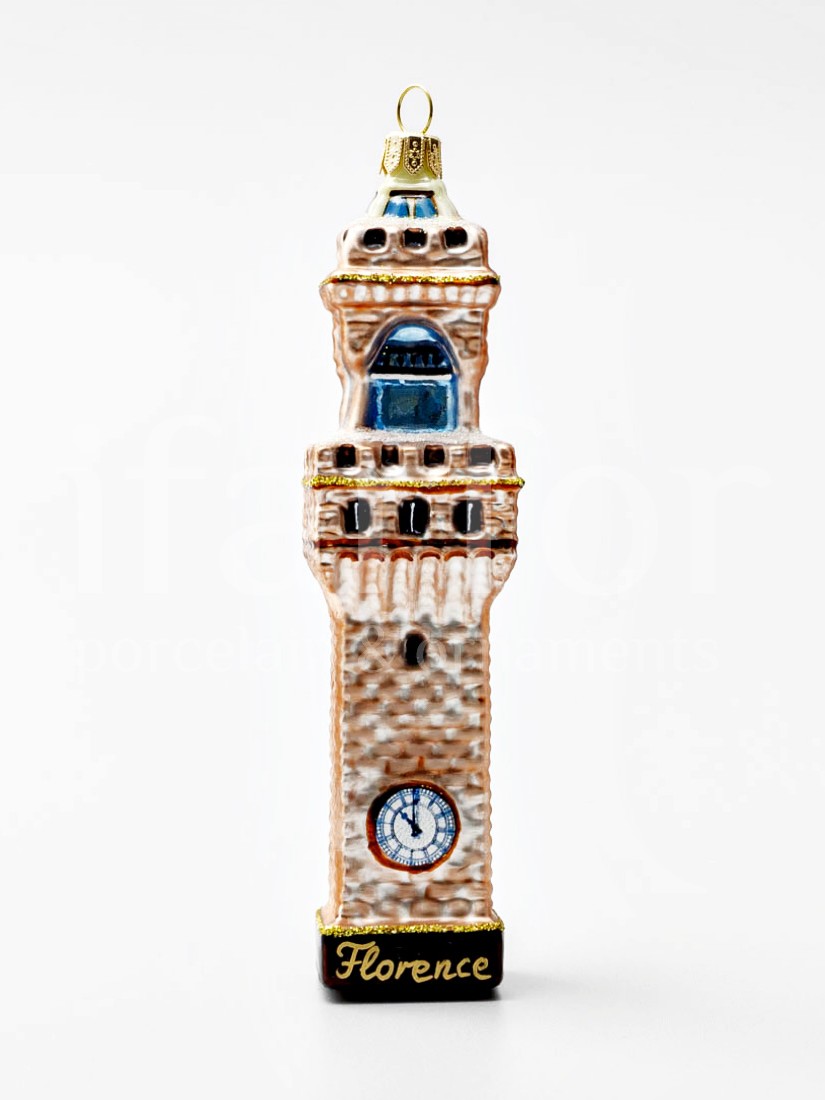 Елочная игрушка «Башня Palazzo Vecchio» Стекло. 155 мм.