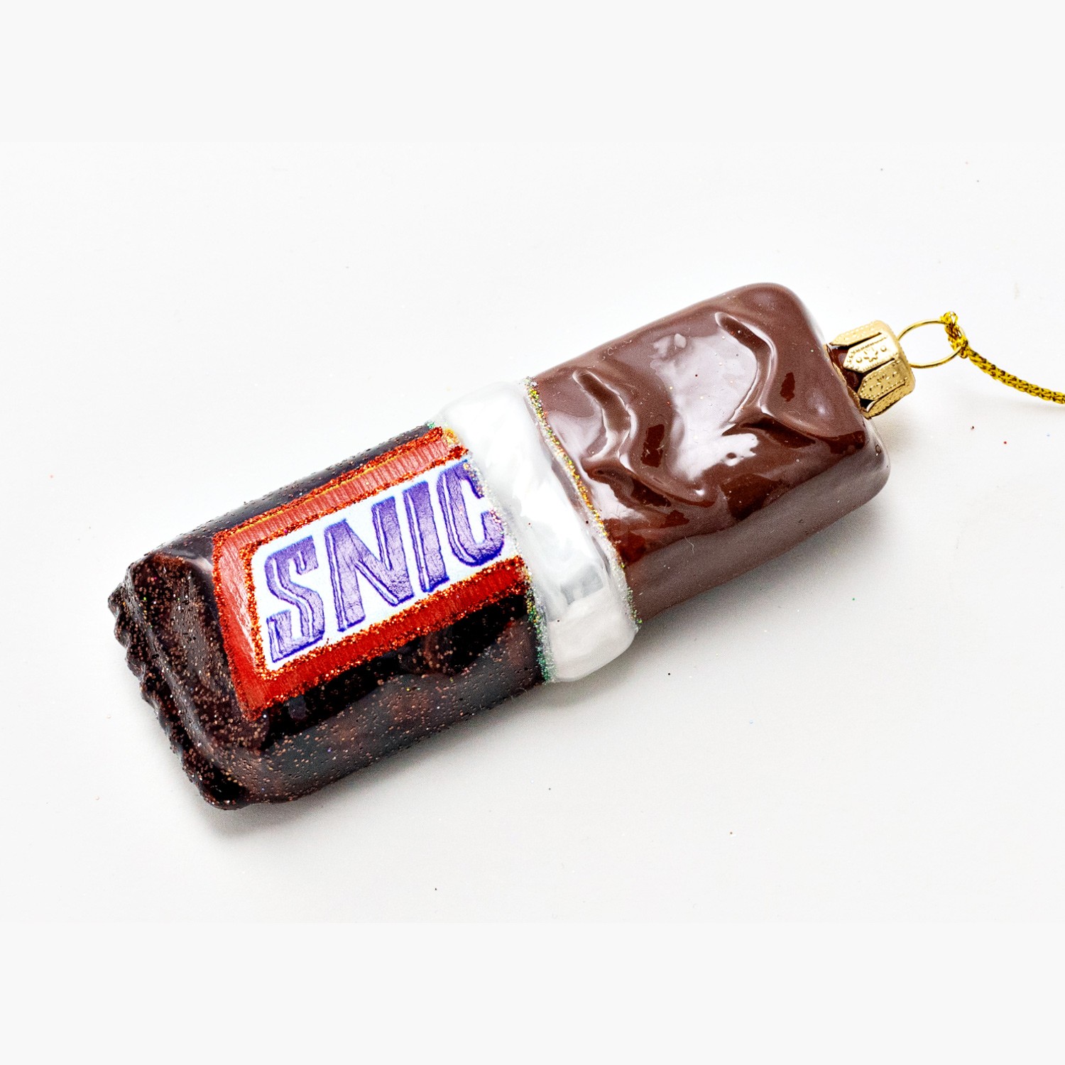 Елочная игрушка «Шоколадный батончик Snickers» Стекло. 40 x 115 мм.
