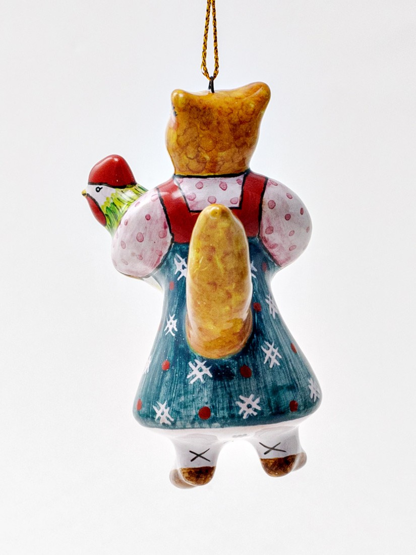 Елочная игрушка «Лисичка 1» Форма: Лисичка 1. Майолика. 45 x 85 мм.
