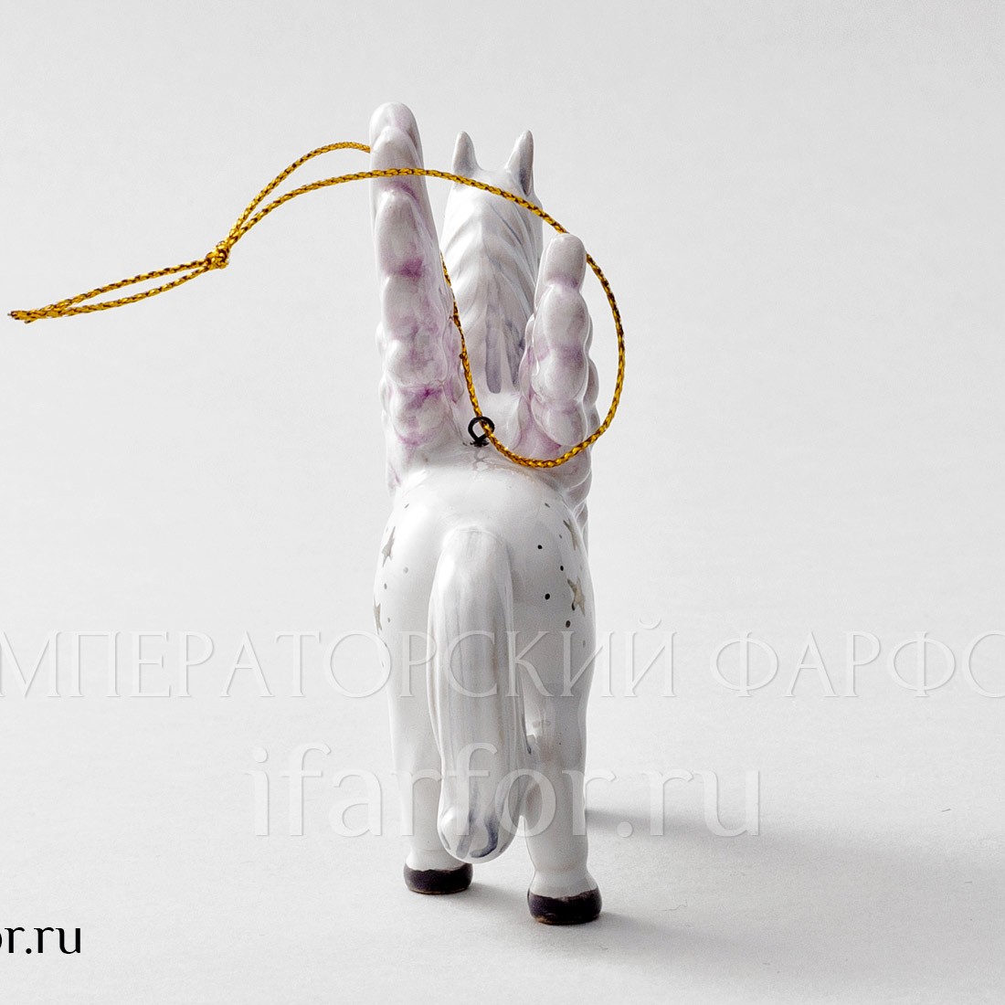 Елочная игрушка «Пегас» Форма: Пегас. Майолика. 95 x 100 мм.