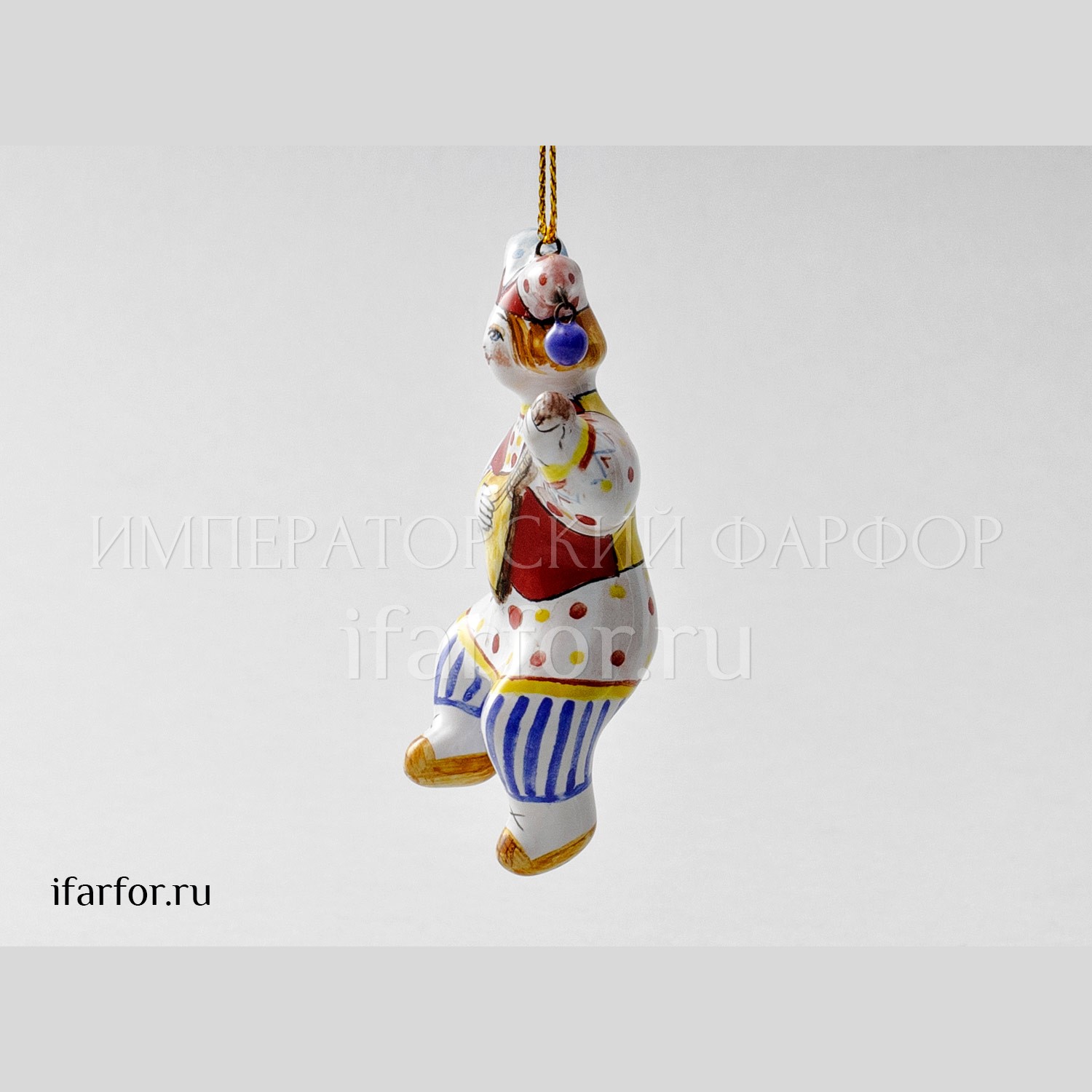 Елочная игрушка «Скоморох танцующий» Форма: Скоморох танцующий. Майолика. 33 x 44 x 85 мм.