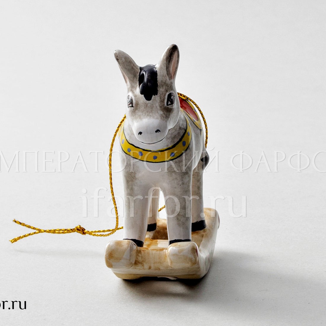 Елочная игрушка «Ослик-качалка» Форма: Ослик-качалка. Майолика. 60 x 56 мм.