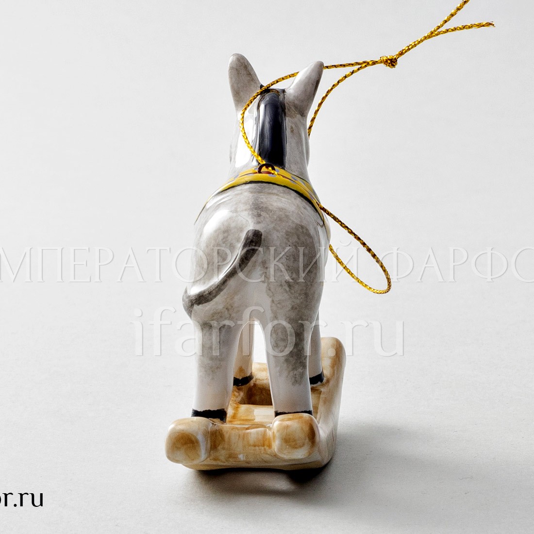 Елочная игрушка «Ослик-качалка» Форма: Ослик-качалка. Майолика. 60 x 56 мм.
