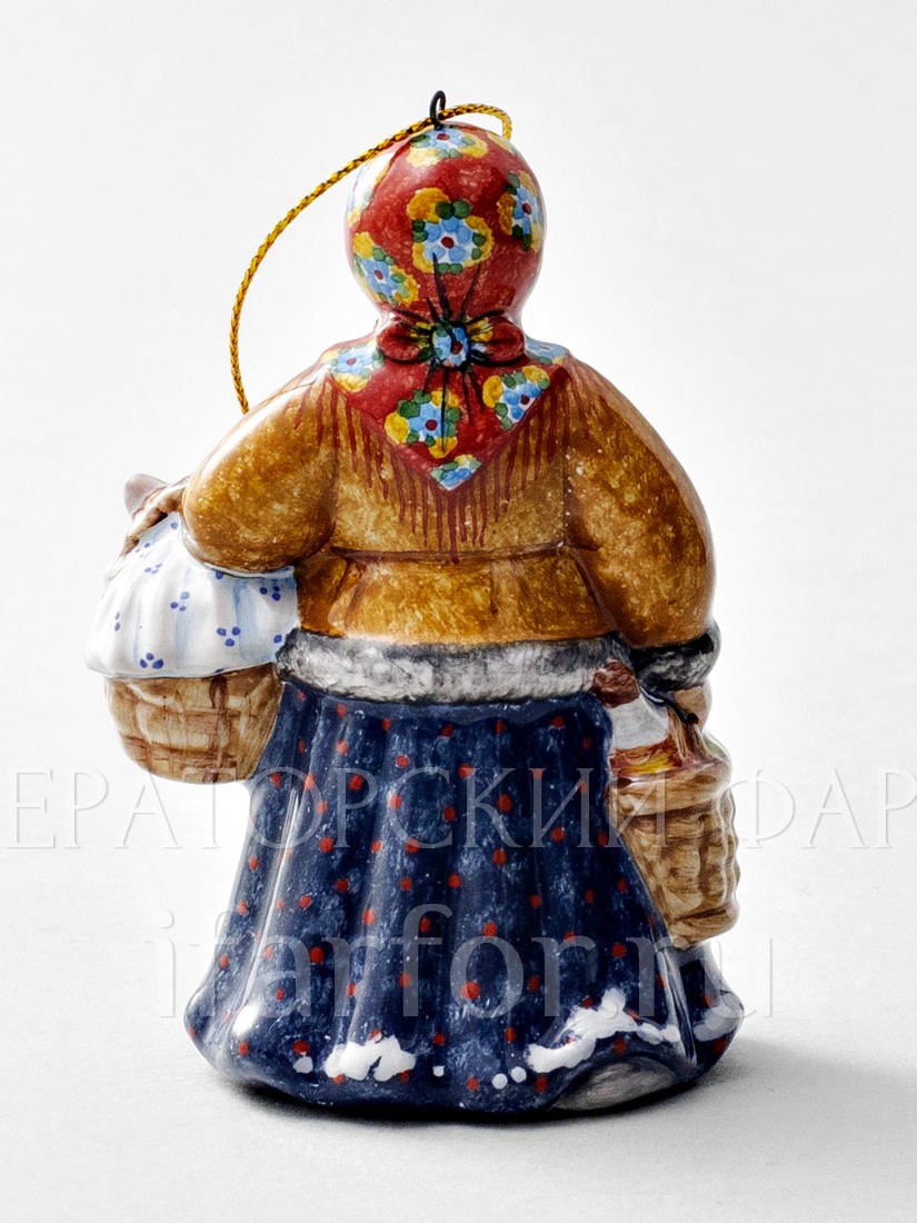 Елочная игрушка «С базара» Форма: С базара. Майолика. 60 x 90 мм.