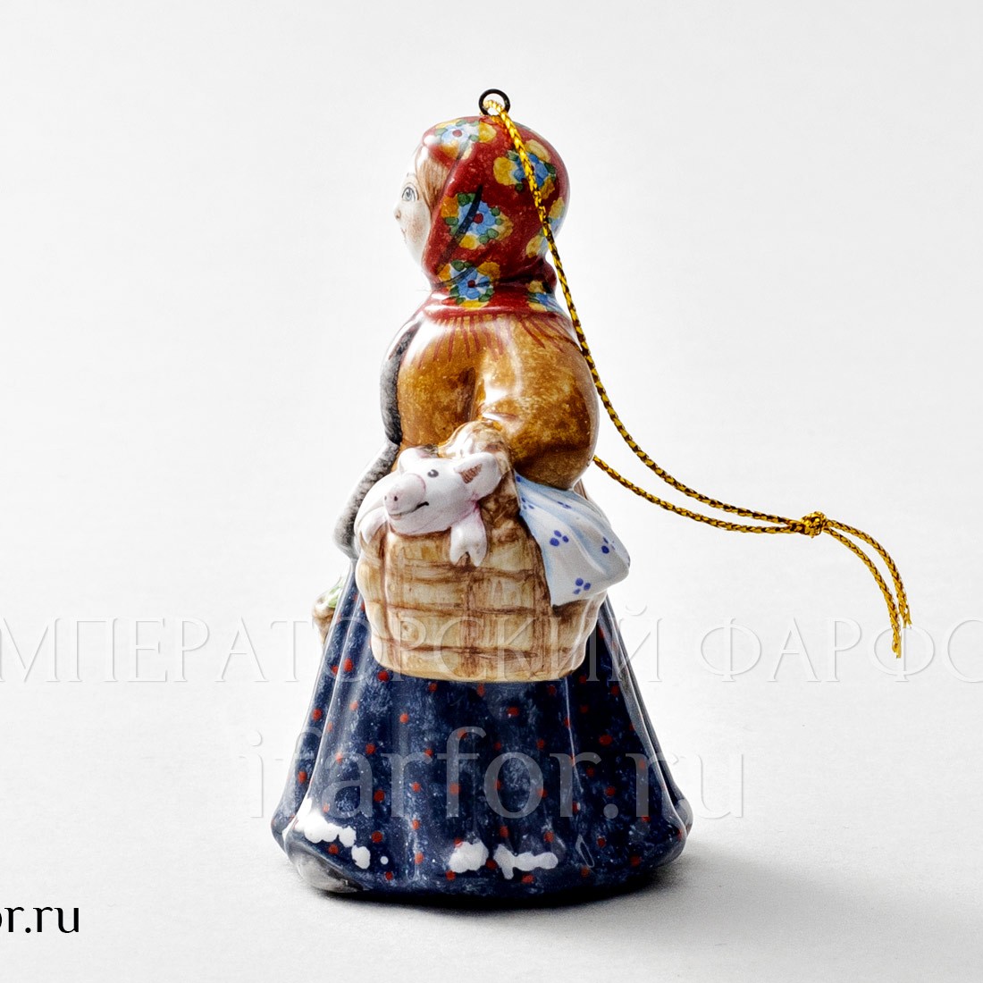 Елочная игрушка «С базара» Форма: С базара. Майолика. 60 x 90 мм.