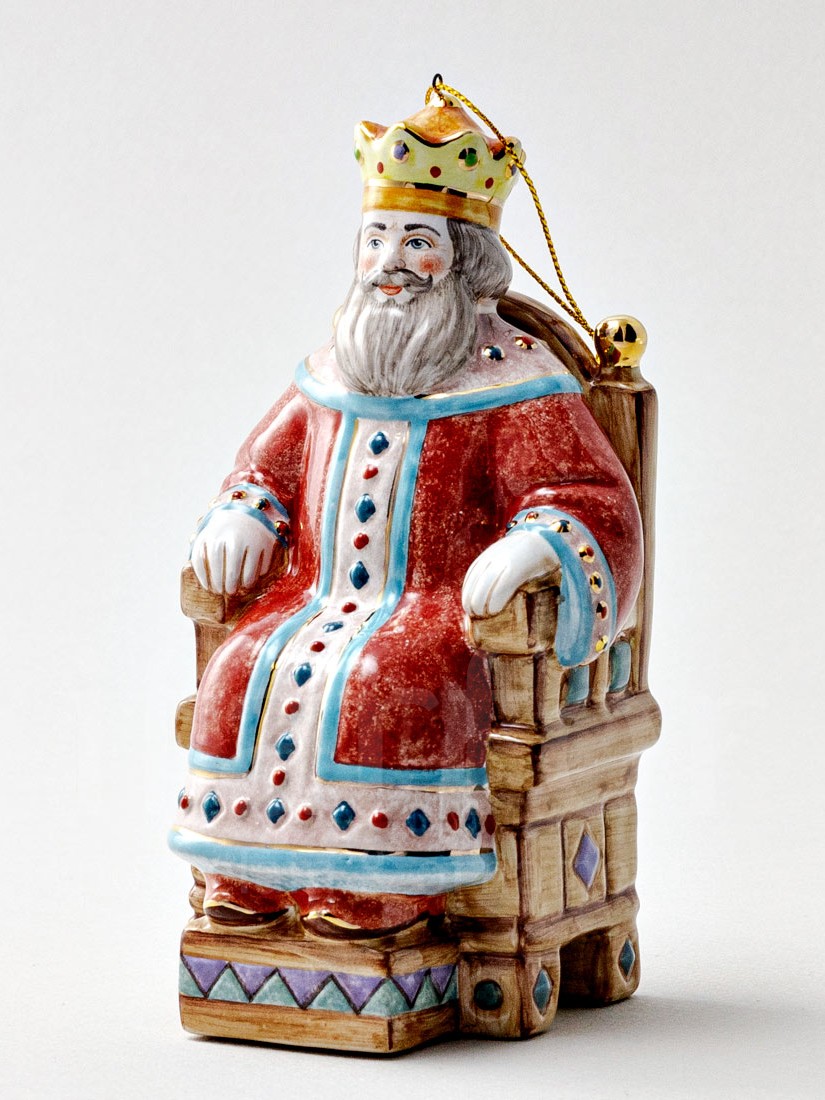 Елочная игрушка «Царь Салтан» Форма: Царь Салтан. Майолика. 75 x 150 мм.
