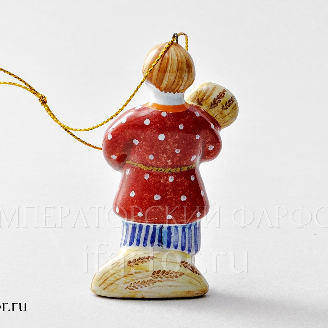Елочная игрушка «Мальчик со снопом» Форма: Мальчик со снопом. Майолика. 50 x 80 мм.