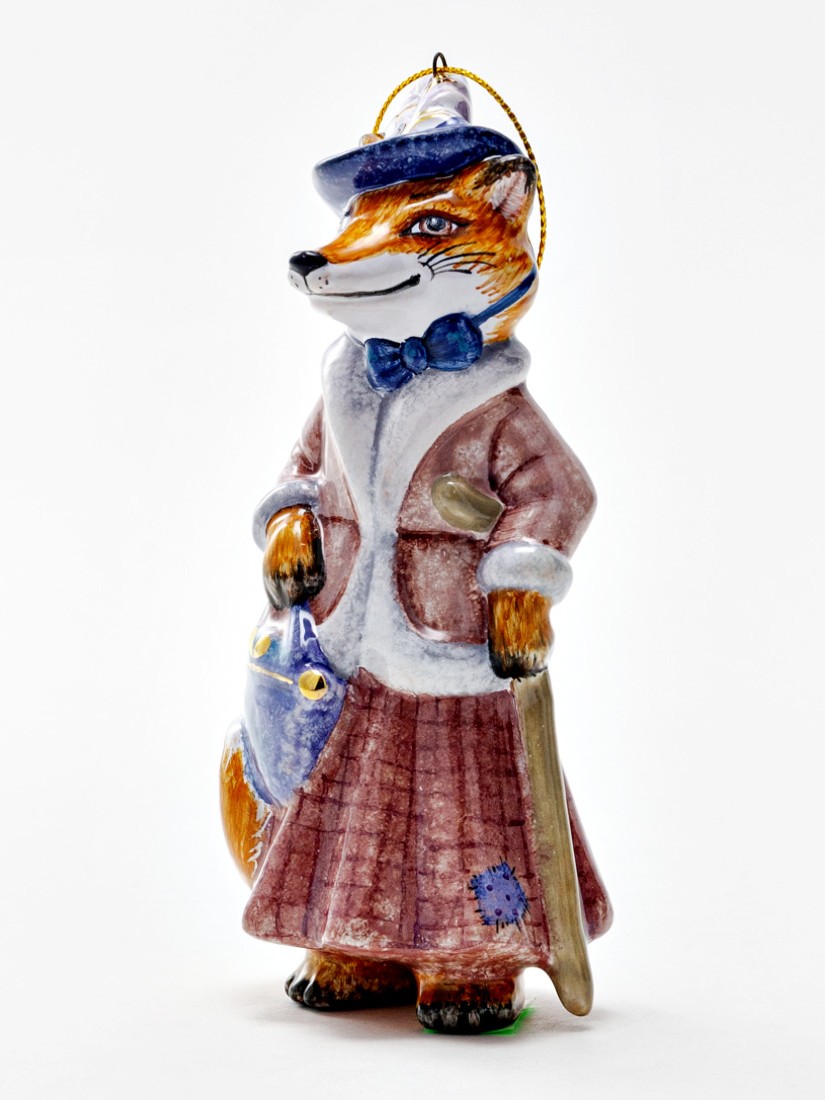 Елочная игрушка «Золотой ключик. Лиса Алиса» Майолика. 60 x 120 мм.