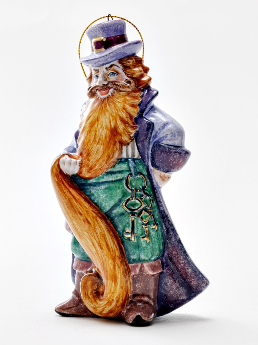Елочная игрушка «Золотой ключик. Карабас Барабас» Майолика. 85 x 140 мм.